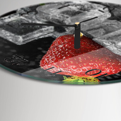 Glas wanduhr mit motiv rund Erdbeereis