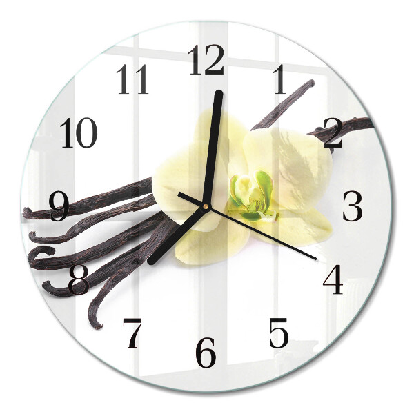 Runde wanduhr aus glas Vanille