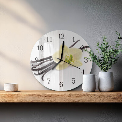 Runde wanduhr aus glas Vanille
