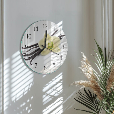 Runde wanduhr aus glas Vanille