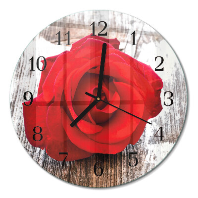 Glas wanduhr mit motiv rund Rose