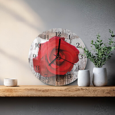 Glas wanduhr mit motiv rund Rose
