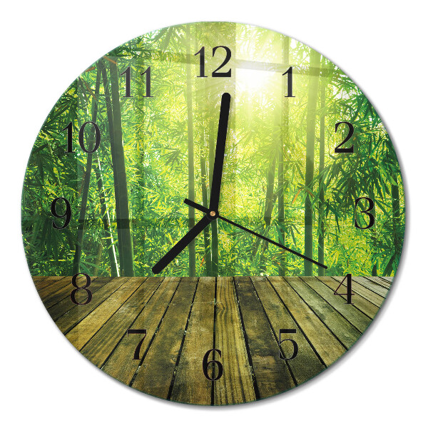 Runde wanduhr aus glas Bambus
