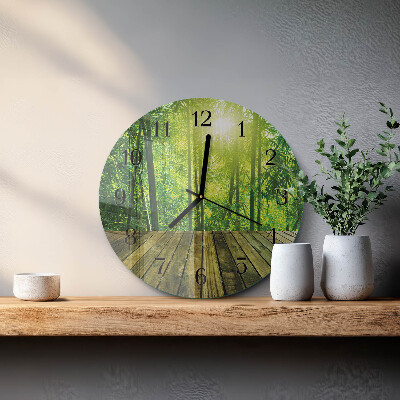 Runde wanduhr aus glas Bambus