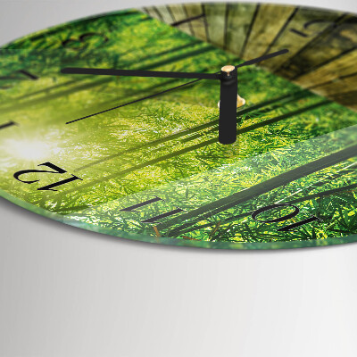 Runde wanduhr aus glas Bambus