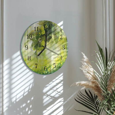 Runde wanduhr aus glas Apfelbaum
