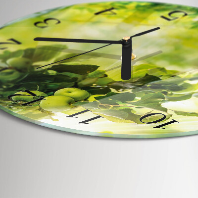 Runde wanduhr aus glas Apfelbaum
