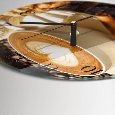 Runde wanduhr aus glas Kaffeeherz