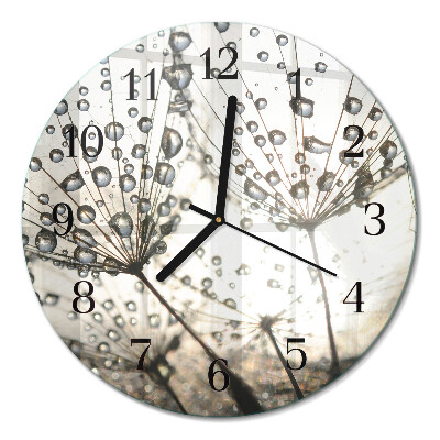 Wanduhr glas rund Tautropfen