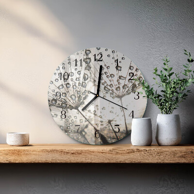Wanduhr glas rund Tautropfen