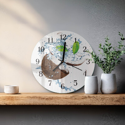 Runde wanduhr Kokosnuss