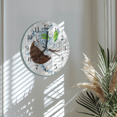 Runde wanduhr Kokosnuss