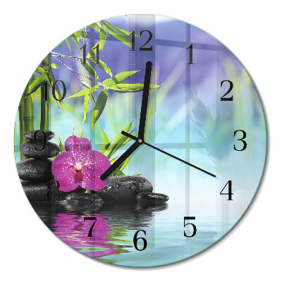 Wanduhr glas rund Orchideen-Spa