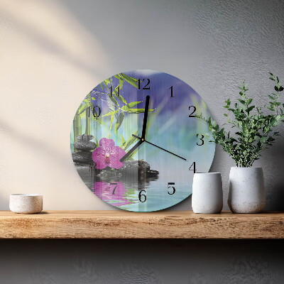 Wanduhr glas rund Orchideen-Spa