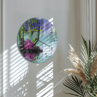 Wanduhr glas rund Orchideen-Spa