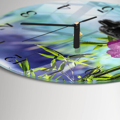 Wanduhr glas rund Orchideen-Spa