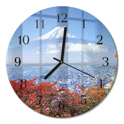 Glas wanduhr mit motiv rund Berg