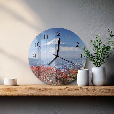 Glas wanduhr mit motiv rund Berg