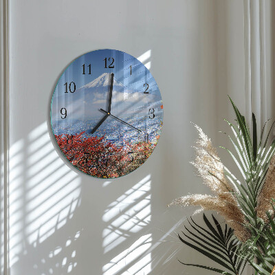 Glas wanduhr mit motiv rund Berg