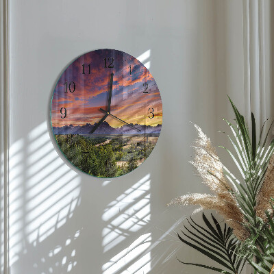Wanduhr glas rund Landschaft