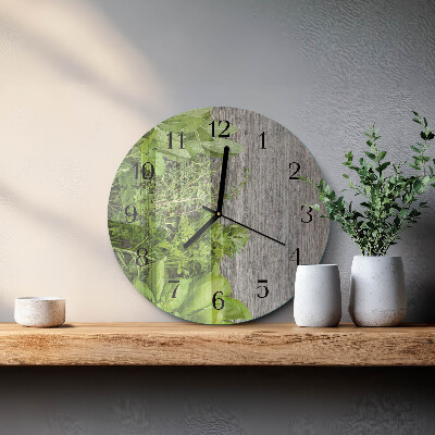 Runde wanduhr aus glas Kräuter