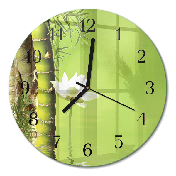 Runde wanduhr aus glas Bambus