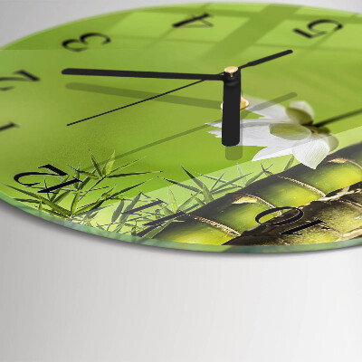 Runde wanduhr aus glas Bambus