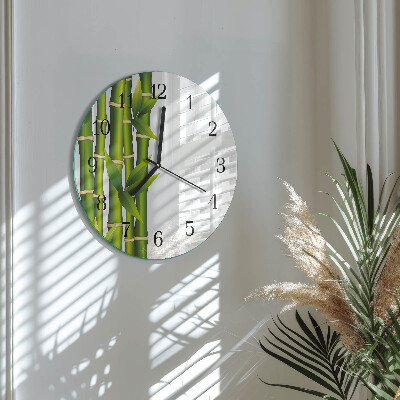 Runde wanduhr aus glas Bambus
