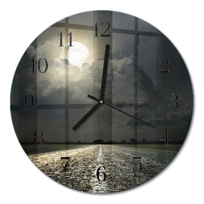 Glas wanduhr mit motiv rund Mondpfad