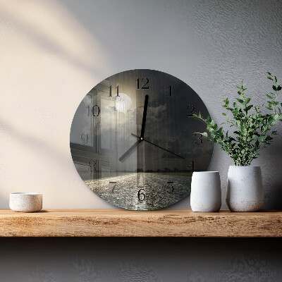 Glas wanduhr mit motiv rund Mondpfad