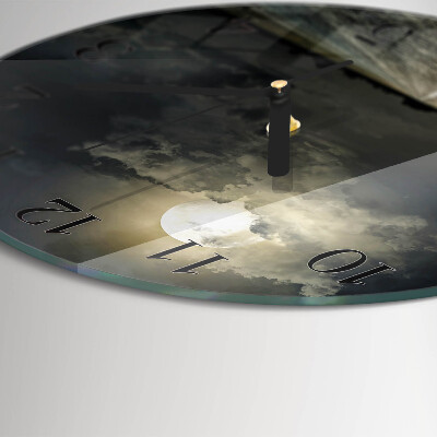Glas wanduhr mit motiv rund Mondpfad