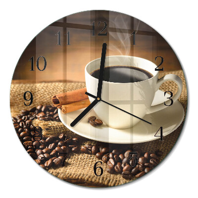Wanduhr glas rund Kaffee