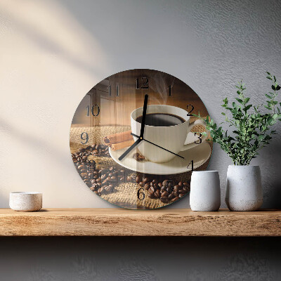 Wanduhr glas rund Kaffee