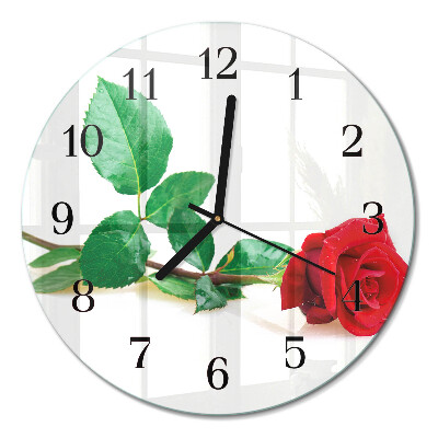 Runde wanduhr aus glas Rose