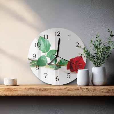 Runde wanduhr aus glas Rose