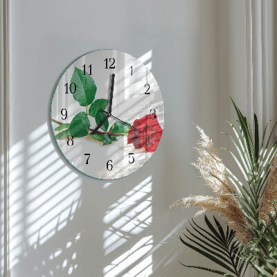 Runde wanduhr aus glas Rose