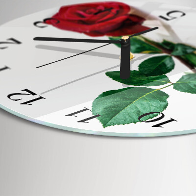 Runde wanduhr aus glas Rose