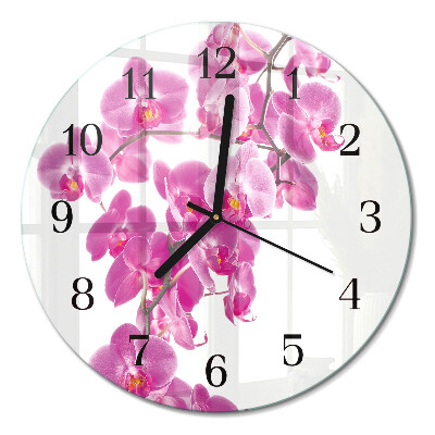 Glas wanduhr mit motiv rund Orchidee