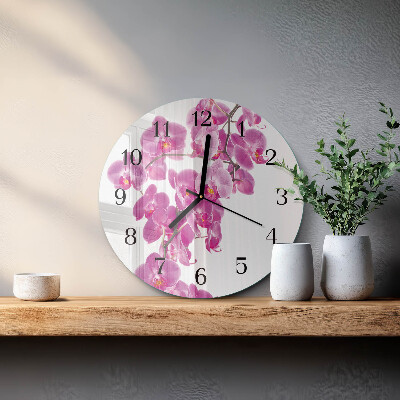 Glas wanduhr mit motiv rund Orchidee