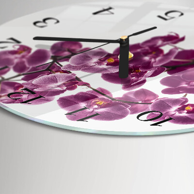 Glas wanduhr mit motiv rund Orchidee