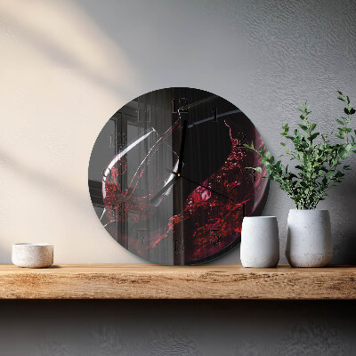 Wanduhr glas rund Wein