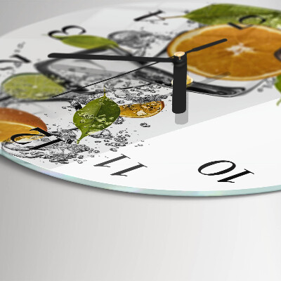 Runde wanduhr aus glas Zitrusfrüchte