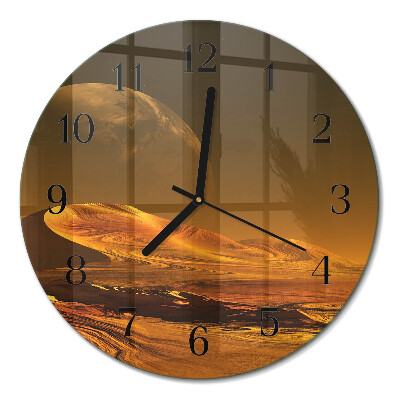 Glas wanduhr mit motiv rund Wüste