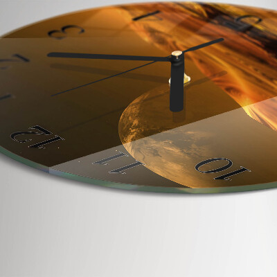 Glas wanduhr mit motiv rund Wüste