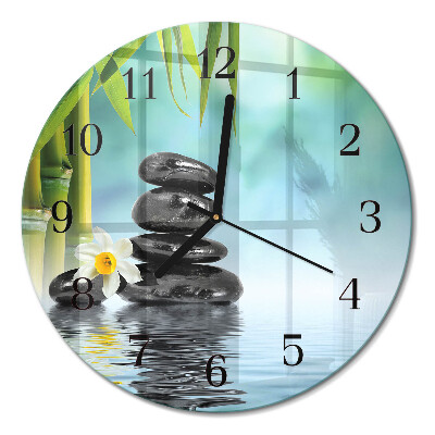 Runde wanduhr aus glas Steine