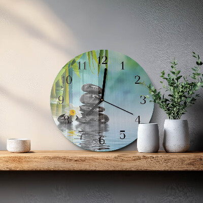 Runde wanduhr aus glas Steine