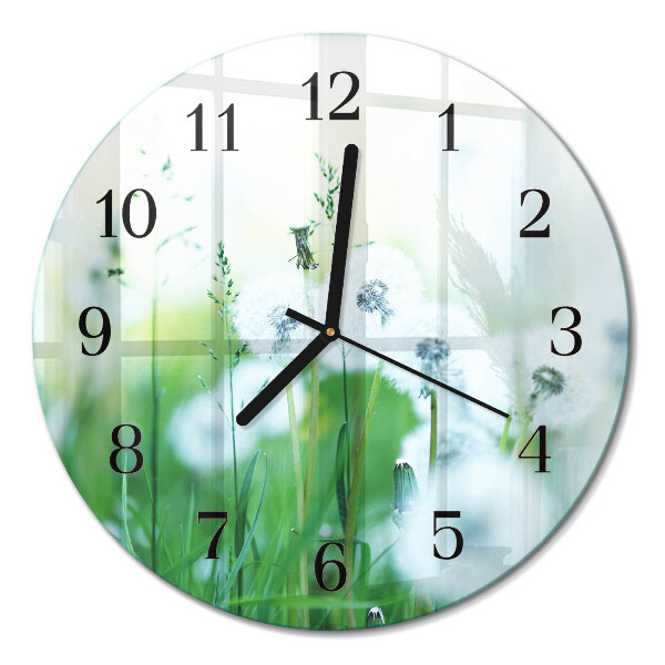 Glas wanduhr mit motiv rund Wiese