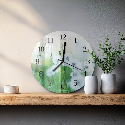 Glas wanduhr mit motiv rund Wiese