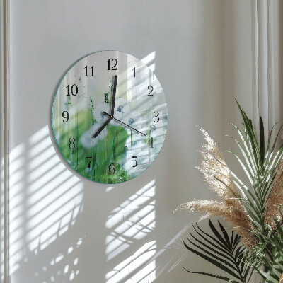 Glas wanduhr mit motiv rund Wiese