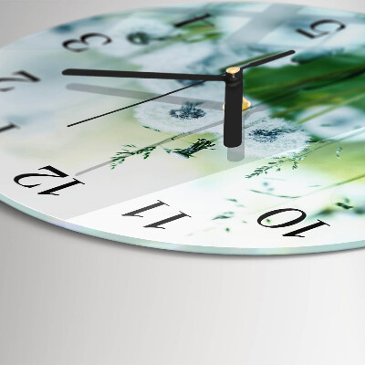 Glas wanduhr mit motiv rund Wiese